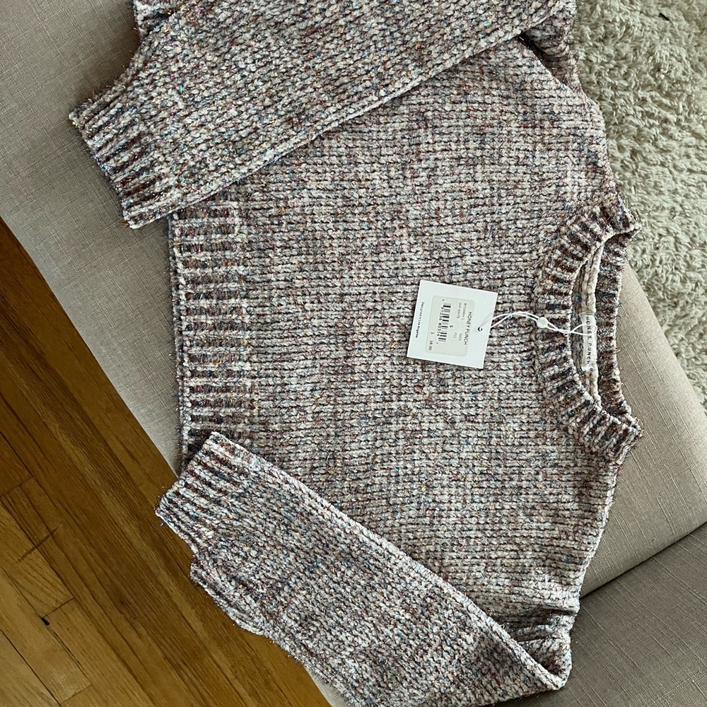 Grey sparkle crop top sweater.